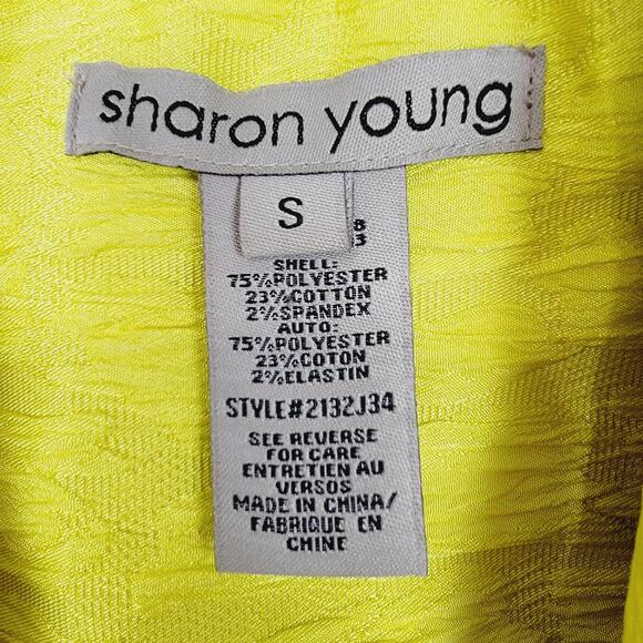 SHARON YOUNG Citrus Chartreuse Crinkle Zip Front Jacket Blazer - Size Small - Picture 5 of 5